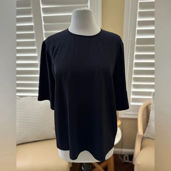 Everlane | Navy Blue Boxy Zip Back Blouse - Size 4 - Picture 4 of 6